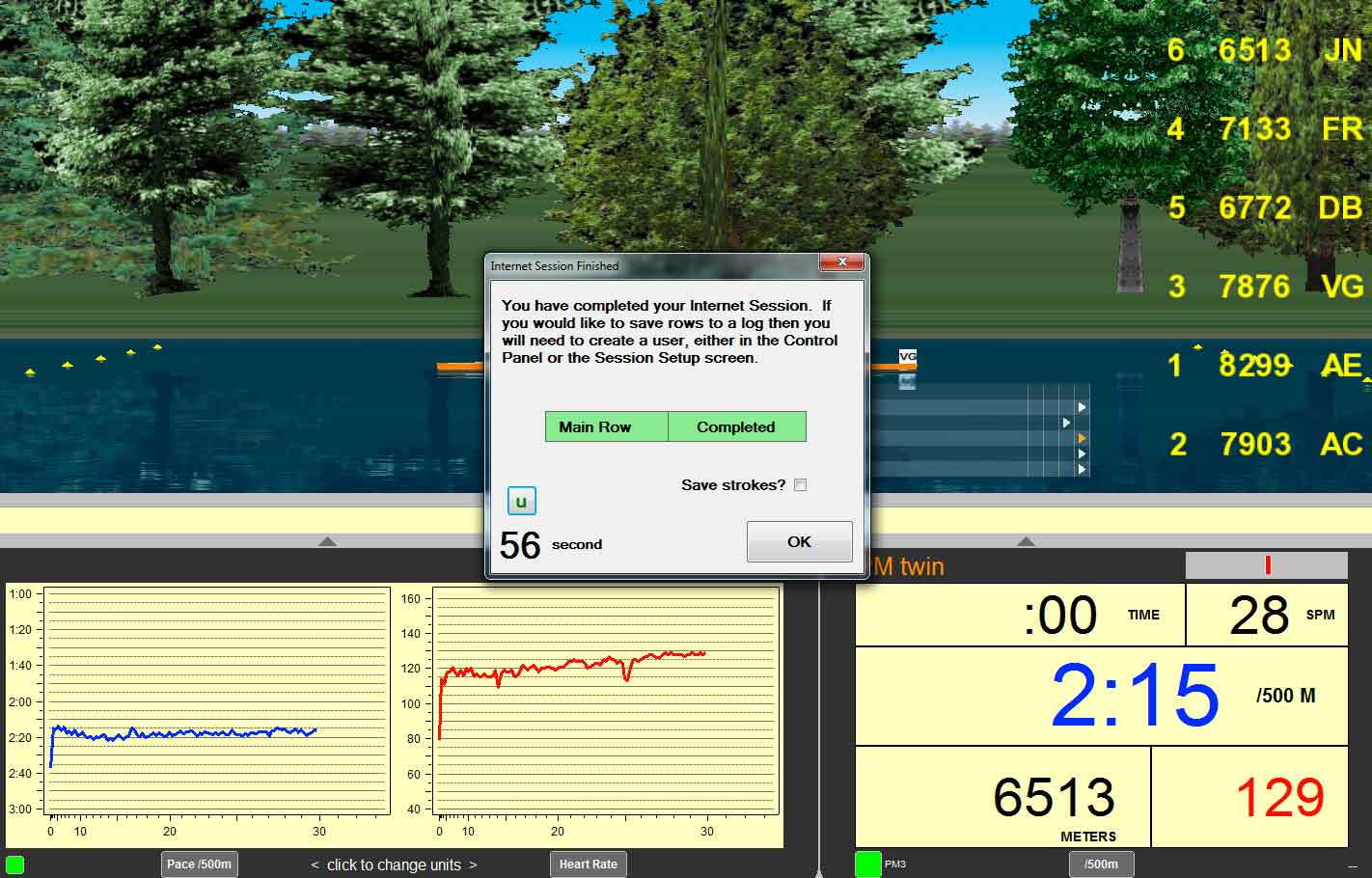 Finish screen for the 2nd 30 minute online session today. 